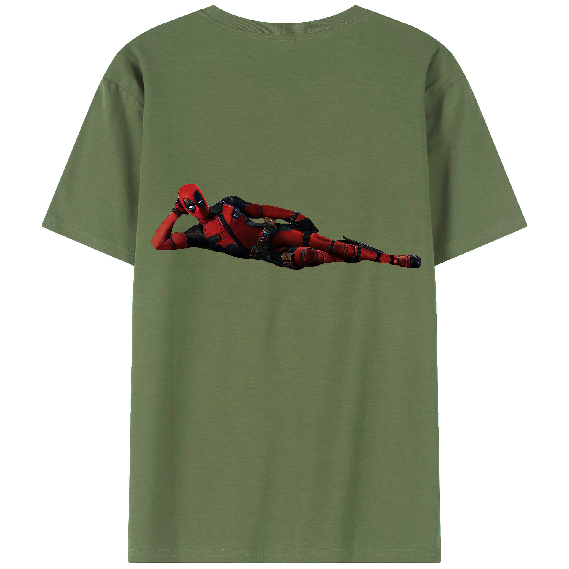 （画像用） Deadpool デッドプール 綿100％ メンズ半袖Tシャツ（バックプリント） 通気性